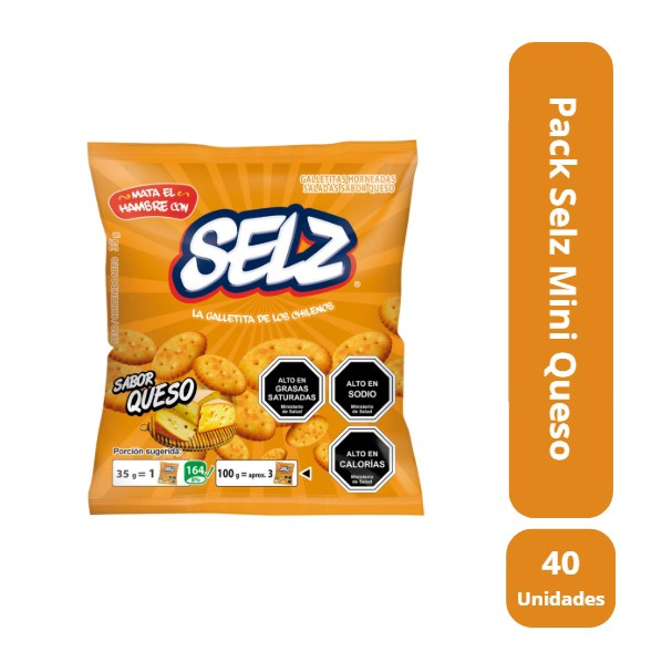 PACK 40  UNIDADES GALLETAS MINI SELZ QUESO 35 GR C/U - 1