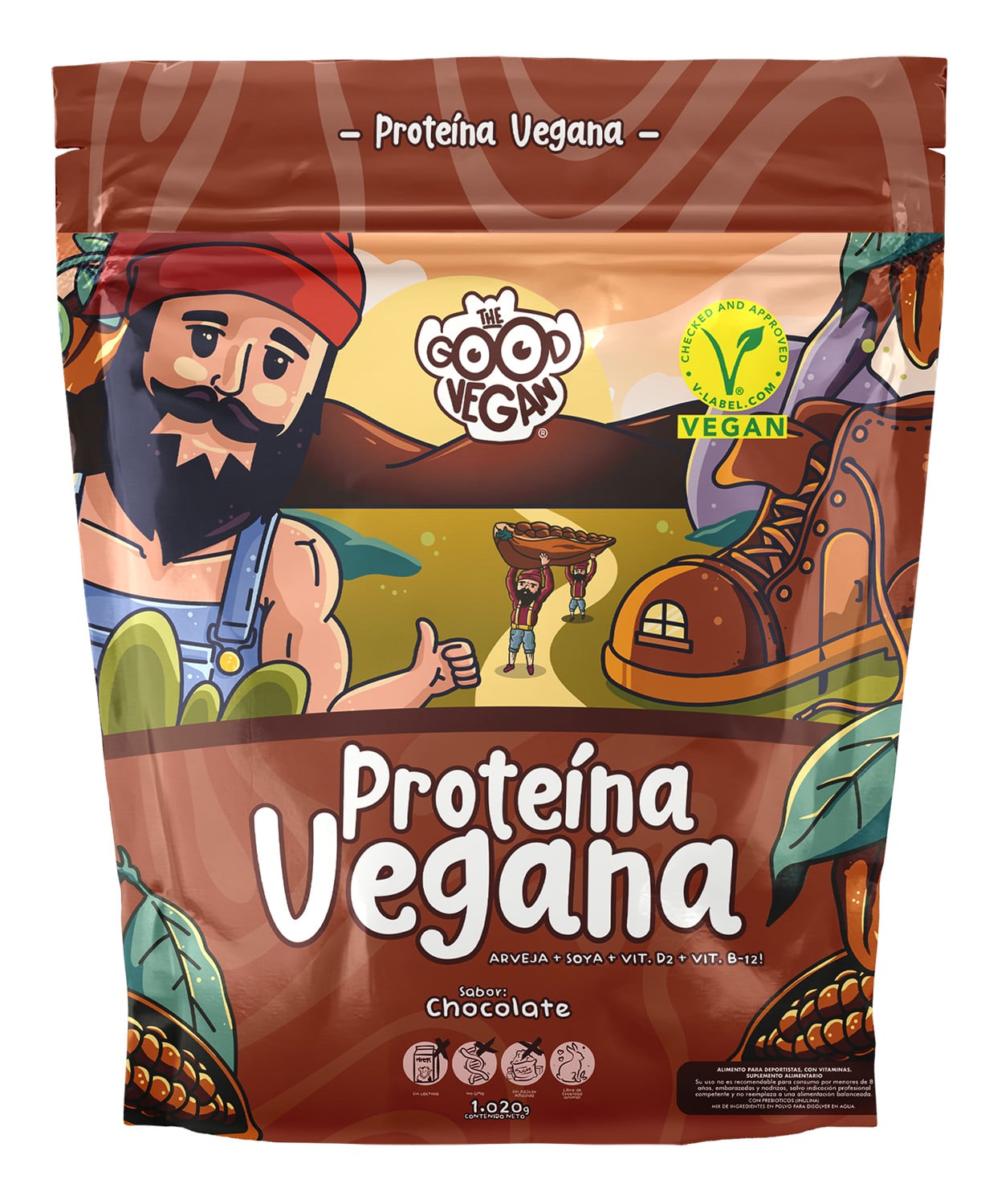 PROTEINA VEGANA 1KG SABOR CHOCOLATE THE GOOD VEGAN - 1