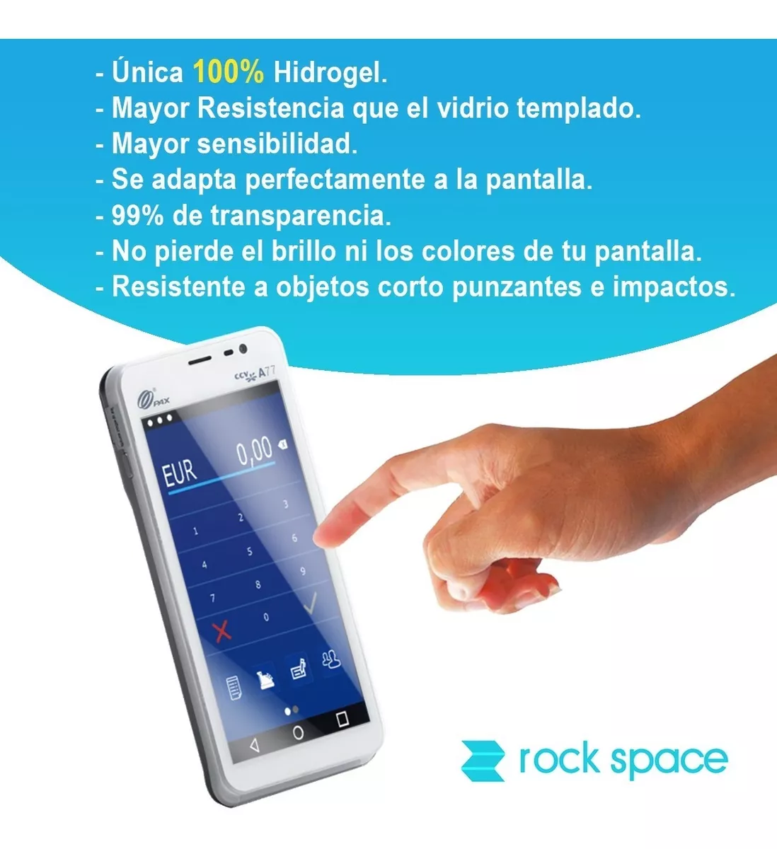 LAMINA HIDROGEL PARA POS PAX A77 - ROCK SPACE - 3