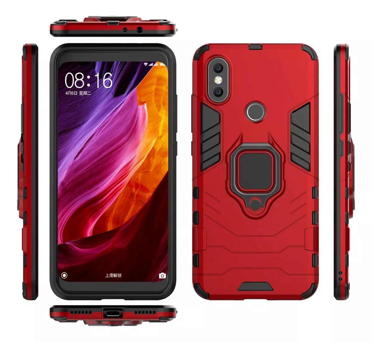 CARCASA CON ANILLO PARA XIAOMI NOTE 6 PRO + HIDROGEL - 3
