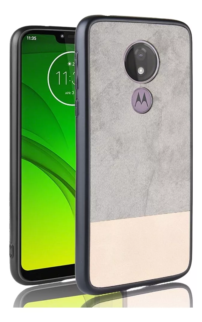 CARCASA BICOLOR ECOCUERO PARA MOTO G7 + HIDROGEL - 5