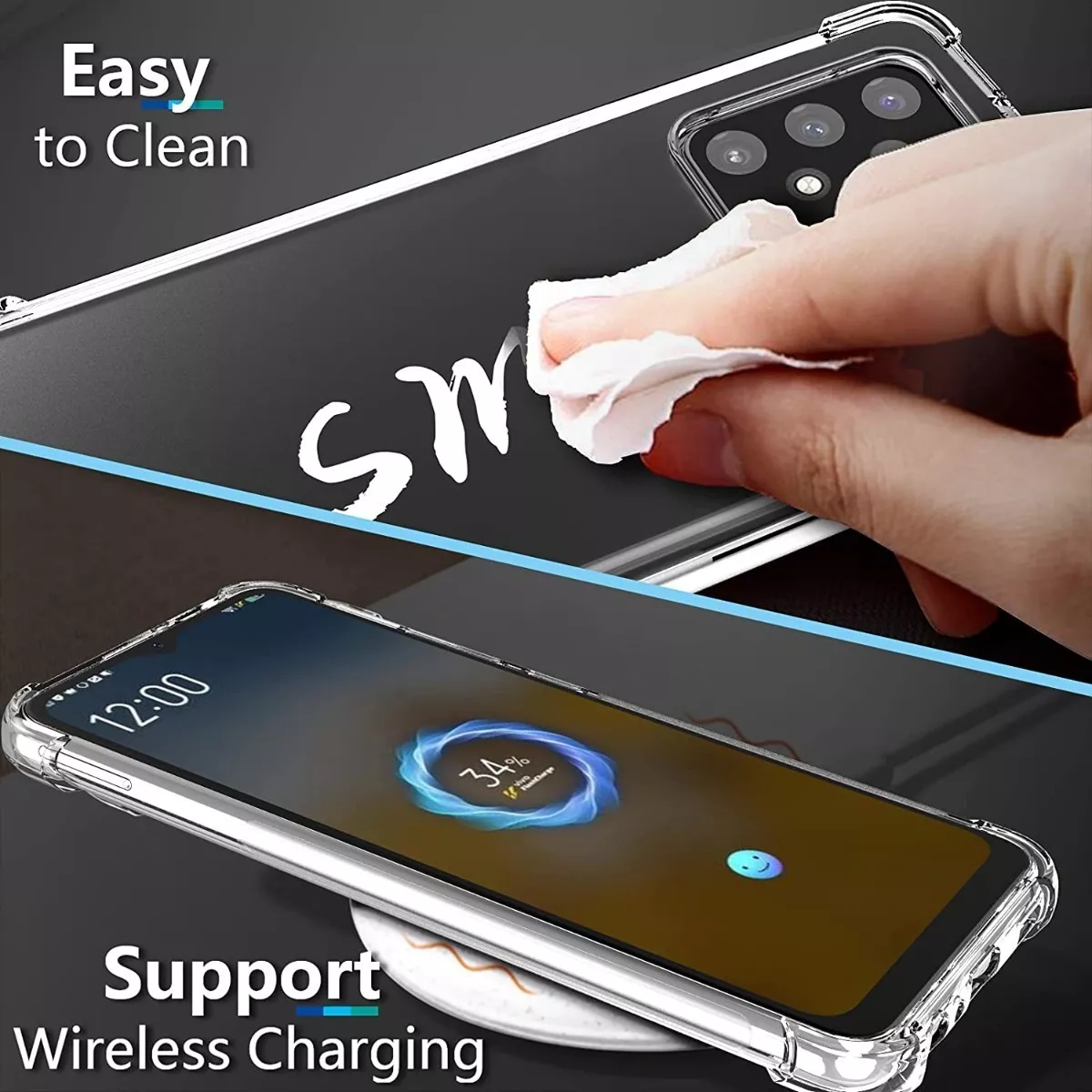 CARCASA PARA SAMSUNG GALAXY A72 TRANSPARENTE MARCA COFOLK - 5