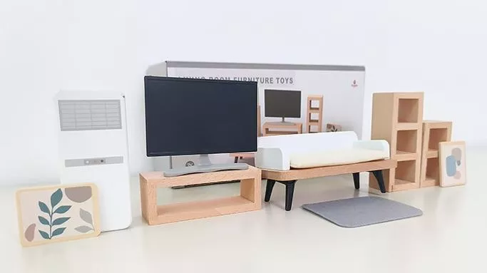 MUEBLES EN MINIATURA MULTICOLOR PARA CASA DE MUÑECAS LIVING 10UNIDADES - 1