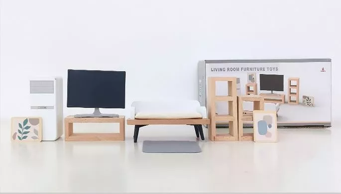 MUEBLES EN MINIATURA MULTICOLOR PARA CASA DE MUÑECAS LIVING 10UNIDADES - 2