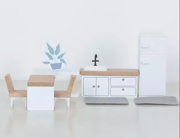 MUEBLES EN MINIATURA MULTICOLOR PARA CASA DE MUÑECAS COCINA 9 UNIDADES - 2