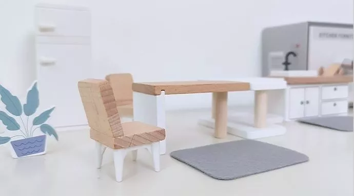 MUEBLES EN MINIATURA MULTICOLOR PARA CASA DE MUÑECAS COCINA 9 UNIDADES - 3