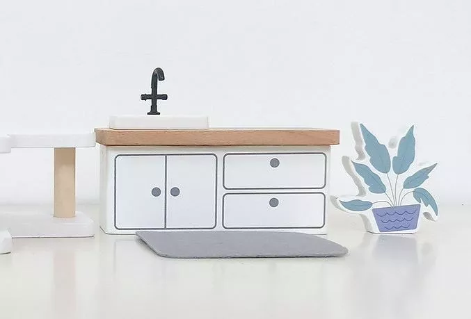 MUEBLES EN MINIATURA MULTICOLOR PARA CASA DE MUÑECAS COCINA 9 UNIDADES - 4