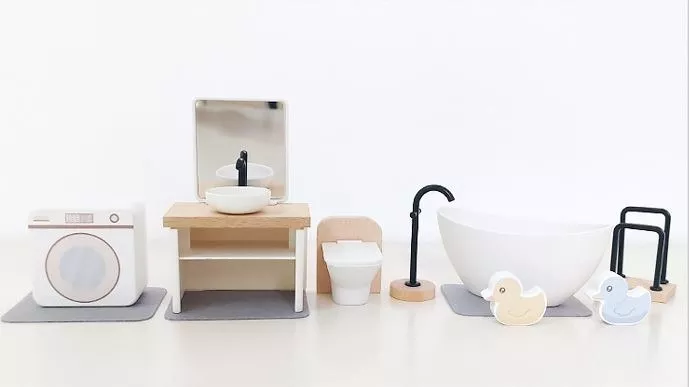 MUEBLES EN MINIATURA MULTICOLOR PARA CASA DE MUÑECAS BAÑO 11 UNIDADES - 1
