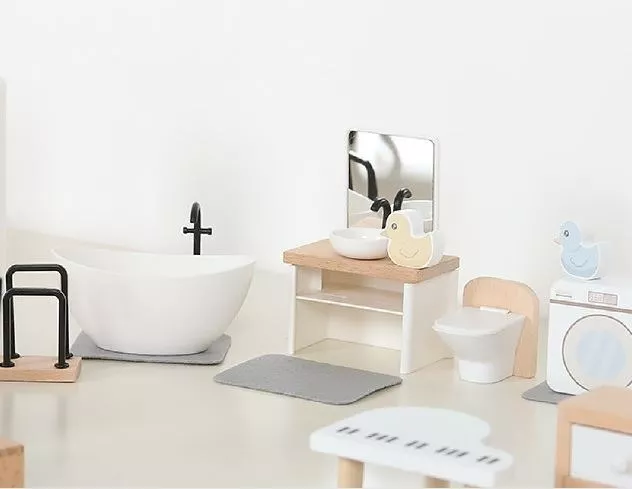 MUEBLES EN MINIATURA MULTICOLOR PARA CASA DE MUÑECAS BAÑO 11 UNIDADES - 2