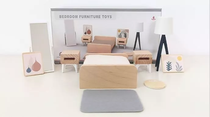 MUEBLES EN MINIATURA MULTICOLOR PARA CASA DE MUÑECAS DORMITORIO 10 UNID - 1
