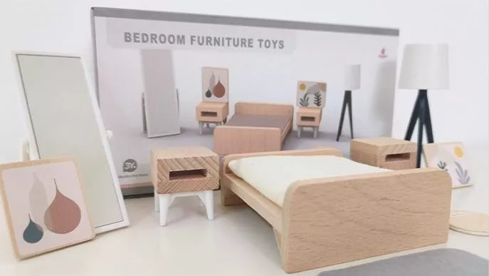 MUEBLES EN MINIATURA MULTICOLOR PARA CASA DE MUÑECAS DORMITORIO 10 UNID - 2
