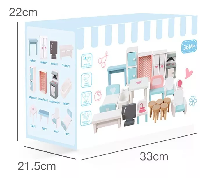MUEBLES EN MINIATURA MULTICOLOR PARA CASA DE MUÑECAS 22 UNIDADES B144 - 4