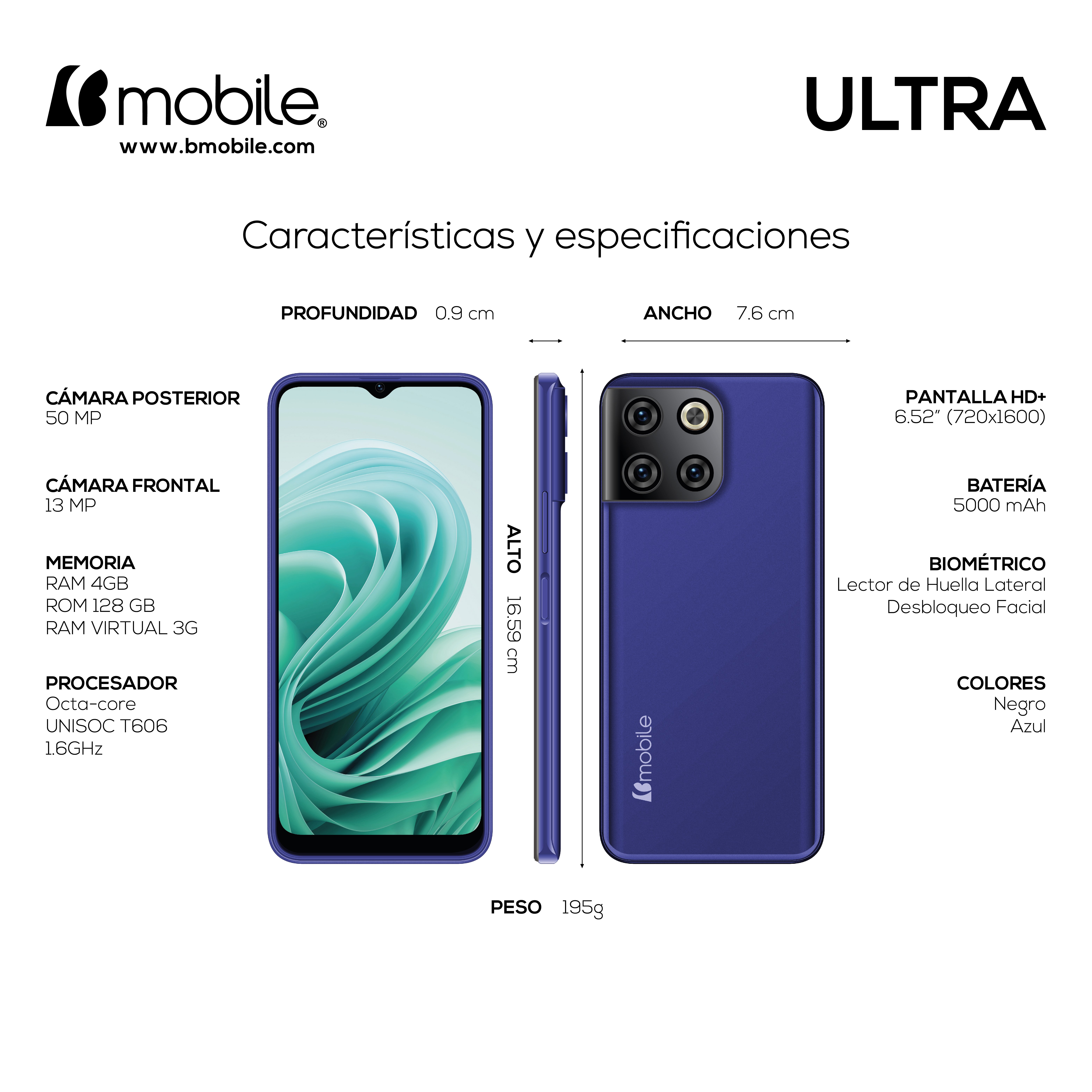 SMARTPHONE BMOBILE ULTRA 4G . 128GB 4+3 RAM - 4