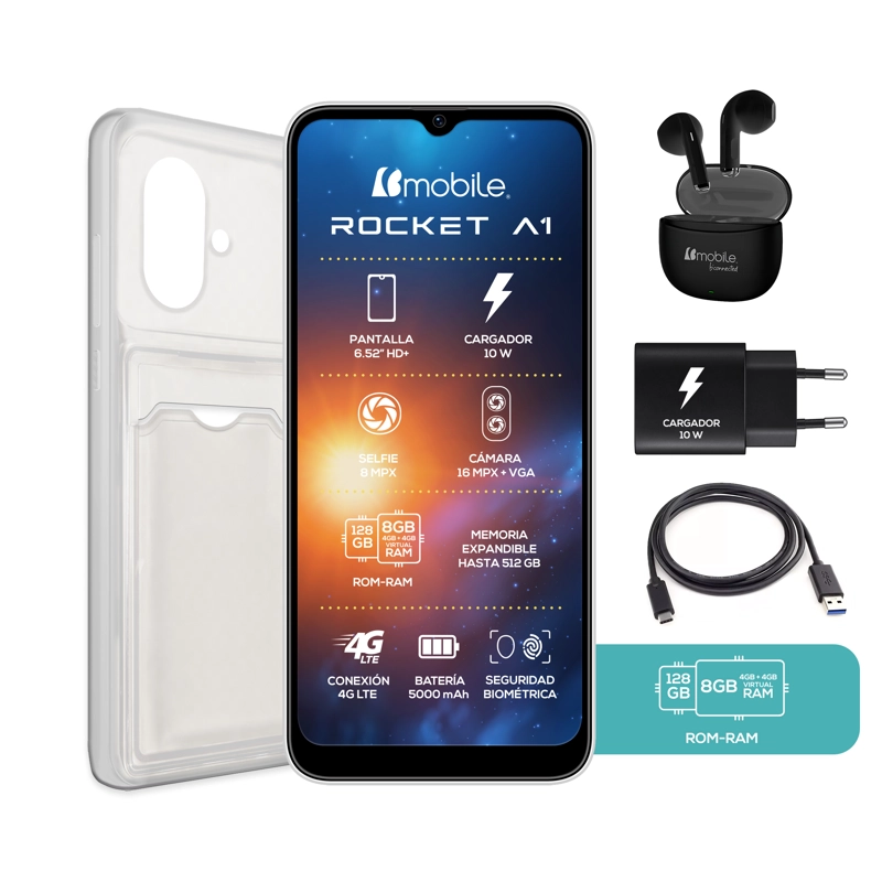 SMARTPHONE  BMOBILE ROCKET A1 GRIS 128GB/ 8RAM  4G - 1