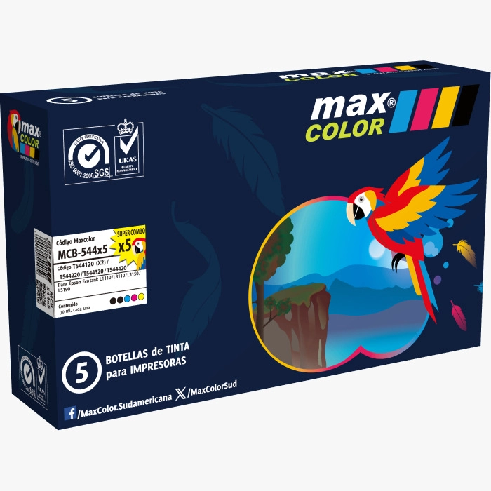 PACK 8 TINTAS ALTERNATIVO T544 P/EPSON L3110 L3210 L3250 L3150 ALTERNATIVAS - 1