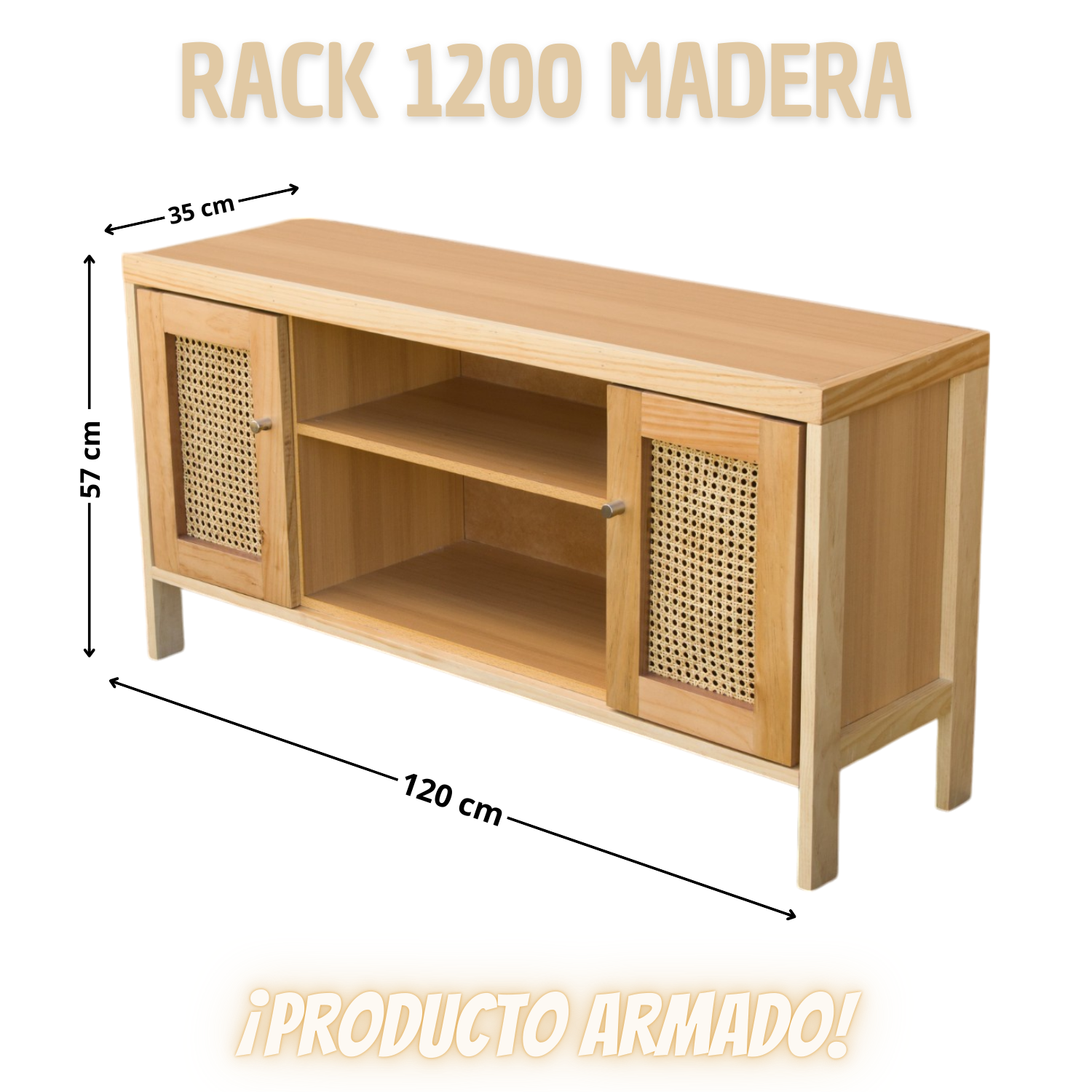 RACK TV 1200 MADERA NATURAL - 2