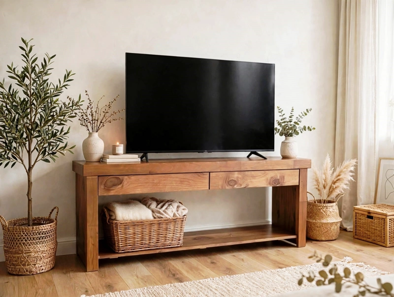RACK TV MADERA RUSTIC. COLOR MIEL - 1