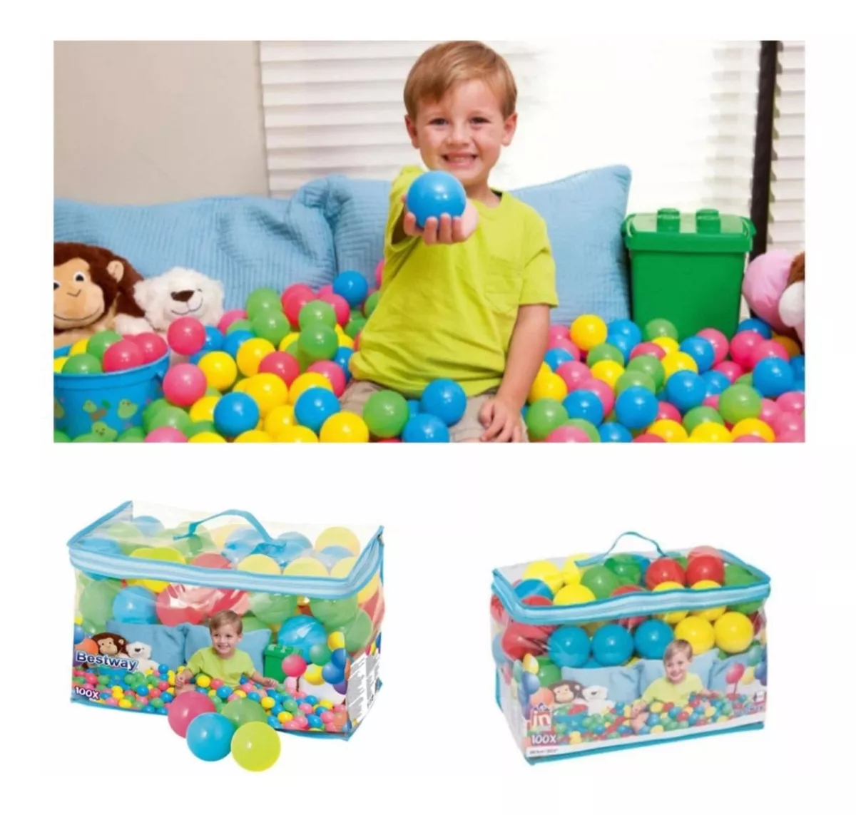 PACK DE 200 UNIDADES MALETAS DE PELOTAS PLASTICAS - 1