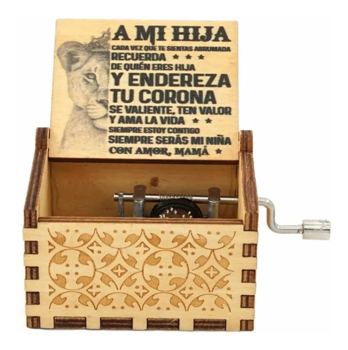 CAJA MUSICAL MADERA DEDICATORIA DE MADRE A HIJA - 1