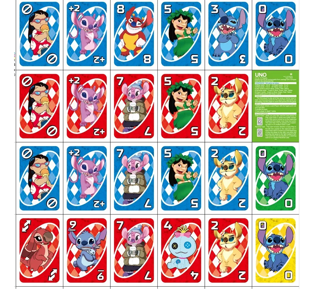 JUEGO MESA UNO LILO & STITCH CARTAS PELÍCULA ANIMADA - 2