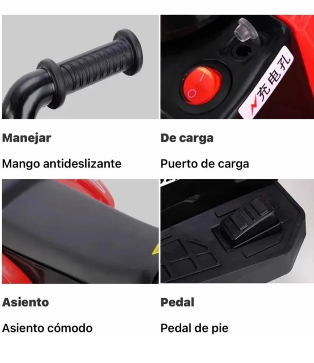 CUATRIMOTO ELECTRICA RECARGABLE A BATERIA ROJA - 2