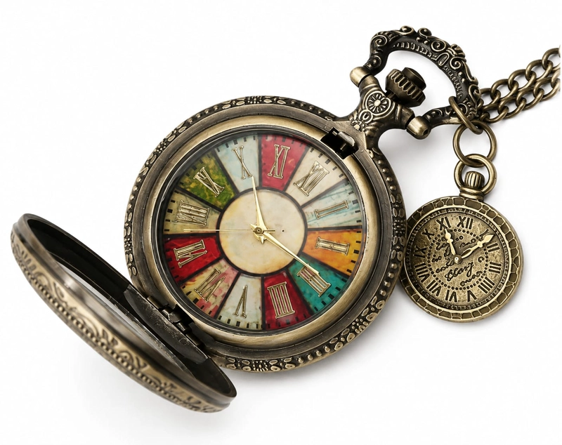 RELOJ DE BOLSILLO ESTILO VINTAGE  STEAMPUNK CON CADENA - 1