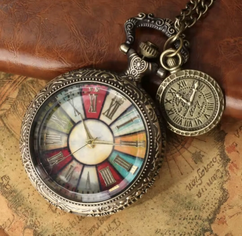 RELOJ DE BOLSILLO ESTILO VINTAGE  STEAMPUNK CON CADENA - 2
