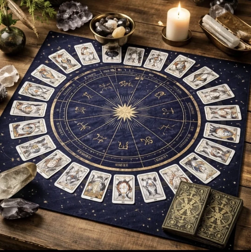 MANTEL PARA TAROT Y ORACULOS ZODIACO – 49 X 49 CM - 1