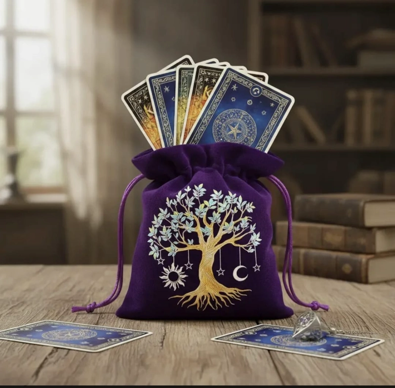 BOLSA DE TERCIOPELO PARA CARTAS DE TAROT – ARBOL DE LA VIDA - 2
