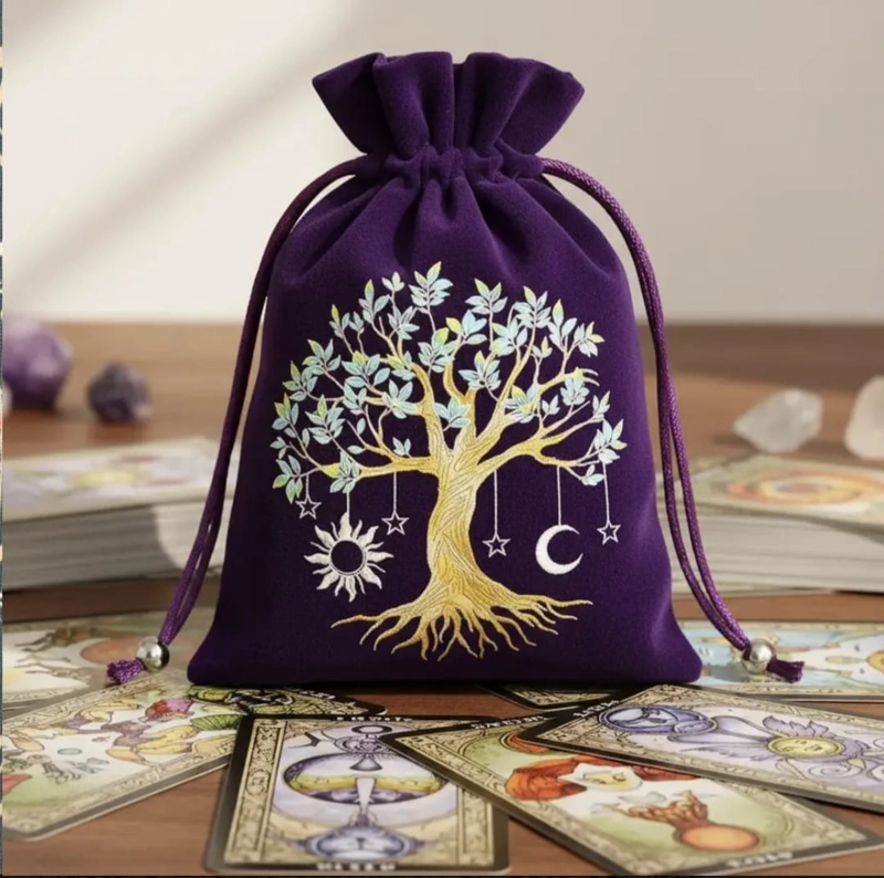 BOLSA DE TERCIOPELO PARA CARTAS DE TAROT – ARBOL DE LA VIDA - 7