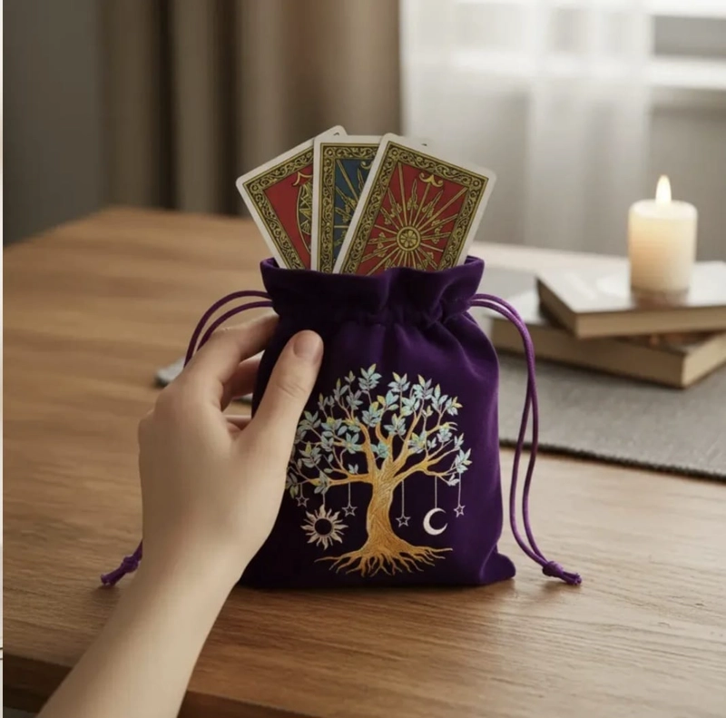 BOLSA DE TERCIOPELO PARA CARTAS DE TAROT – ARBOL DE LA VIDA - 8