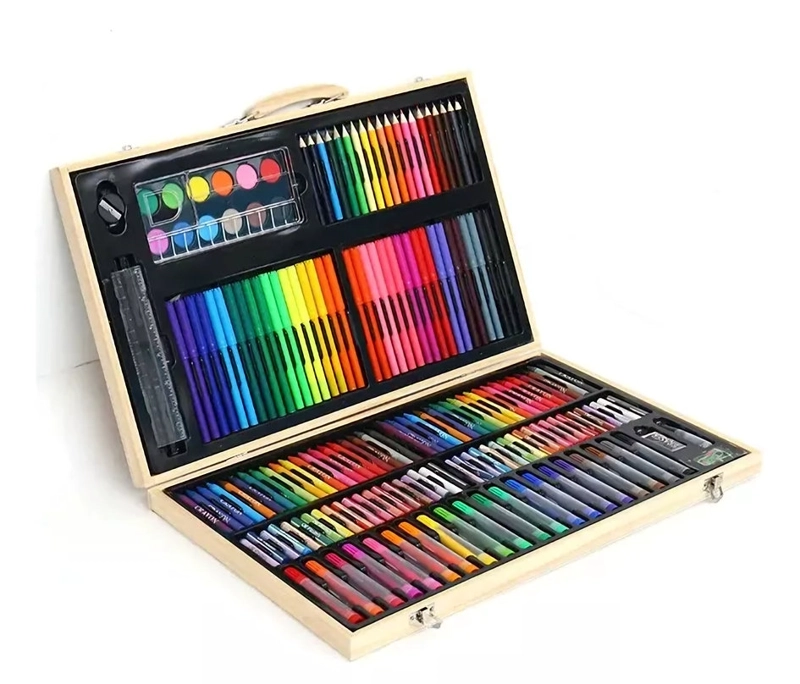 SET DE 180PCS LAPICES MALETA DE MADERA - 3
