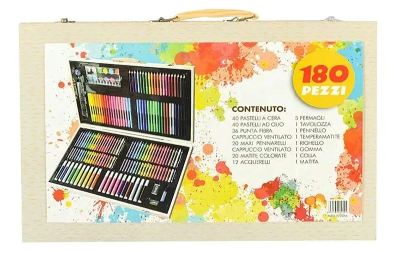 SET DE 180PCS LAPICES MALETA DE MADERA - 4