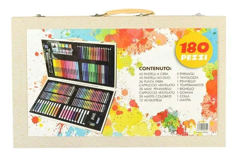 SET DE 180PCS LAPICES MALETA DE MADERA - 5