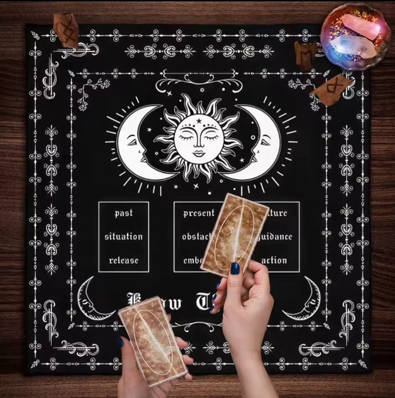 PAÑO LECTURA DE TAROT 70X70 CM SOL Y LUNA - 3
