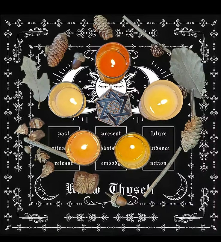 PAÑO LECTURA DE TAROT 70X70 CM SOL Y LUNA - 4