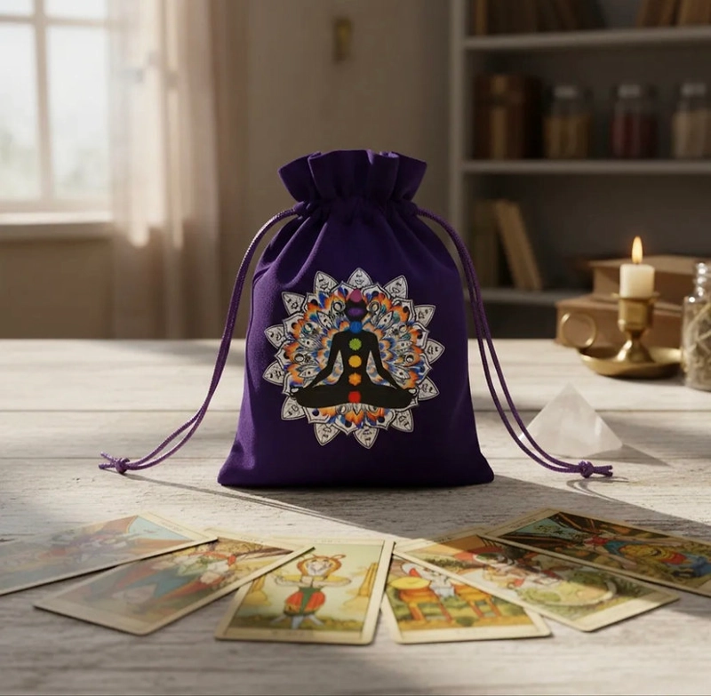BOLSA DE TAROT Y PIEDRAS DE TERCIOPELO 7 CHAKRAS. - 1