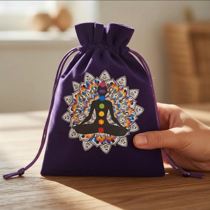 BOLSA DE TAROT Y PIEDRAS DE TERCIOPELO 7 CHAKRAS. - 3