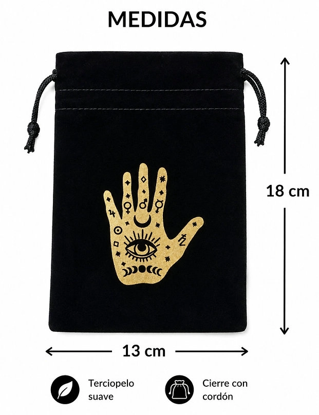 BOLSA DE TERCIOPELO PARA TAROT- MANO MISTICA - 1