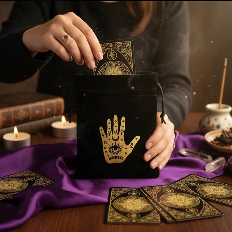 BOLSA DE TERCIOPELO PARA TAROT- MANO MISTICA - 4