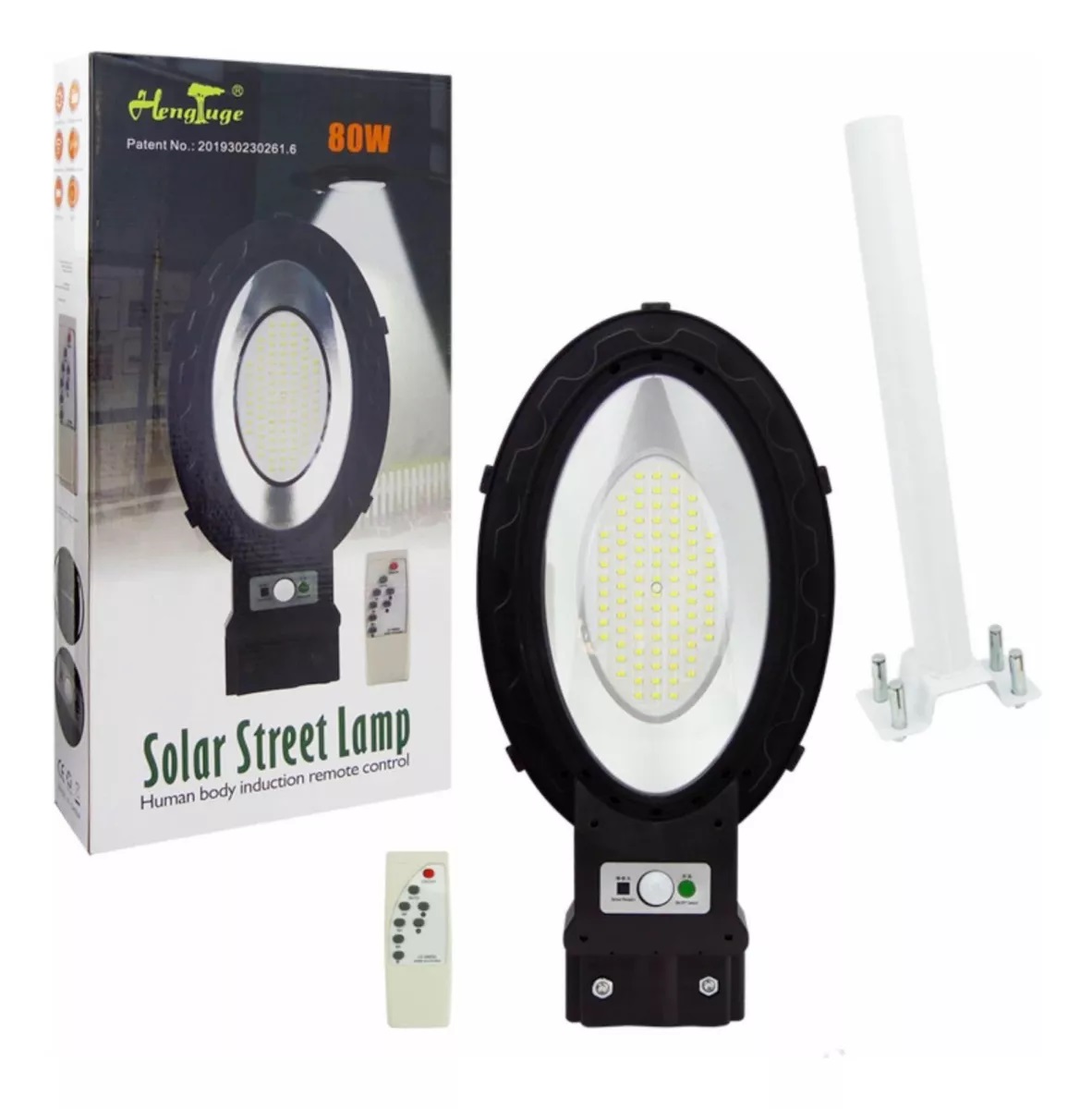FOCO SOLAR OVALADO 90 LED 80 W CON CONTROL MAS SOPORTE METAL BLANCO - 1