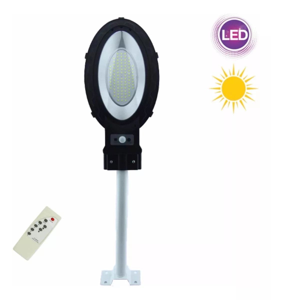 FOCO SOLAR OVALADO 90 LED 80 W CON CONTROL MAS SOPORTE METAL BLANCO - 3