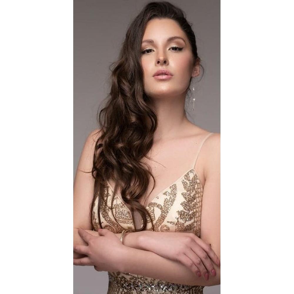 VESTIDO MUJER UNIQUE DORADO CORTO C3161 - 2