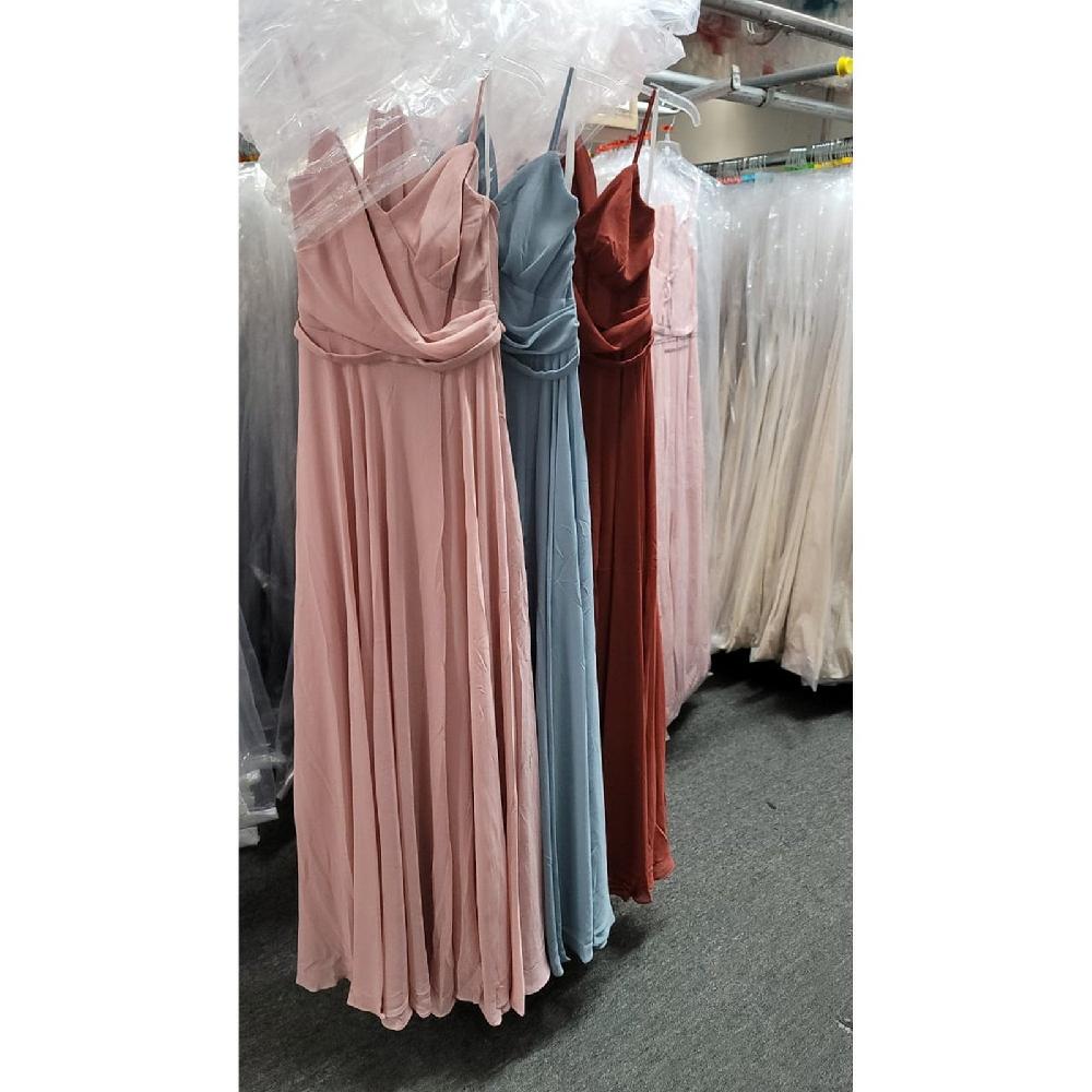 VESTIDO FIESTA MUJER UNIQUE CELESTE LARGO GASA L1711Y - 2