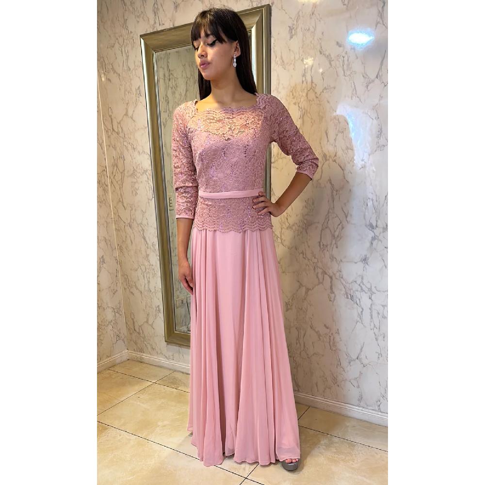 VESTIDO FIESTA MUJER UNIQUE ROSADO LARGO L1708 - 1