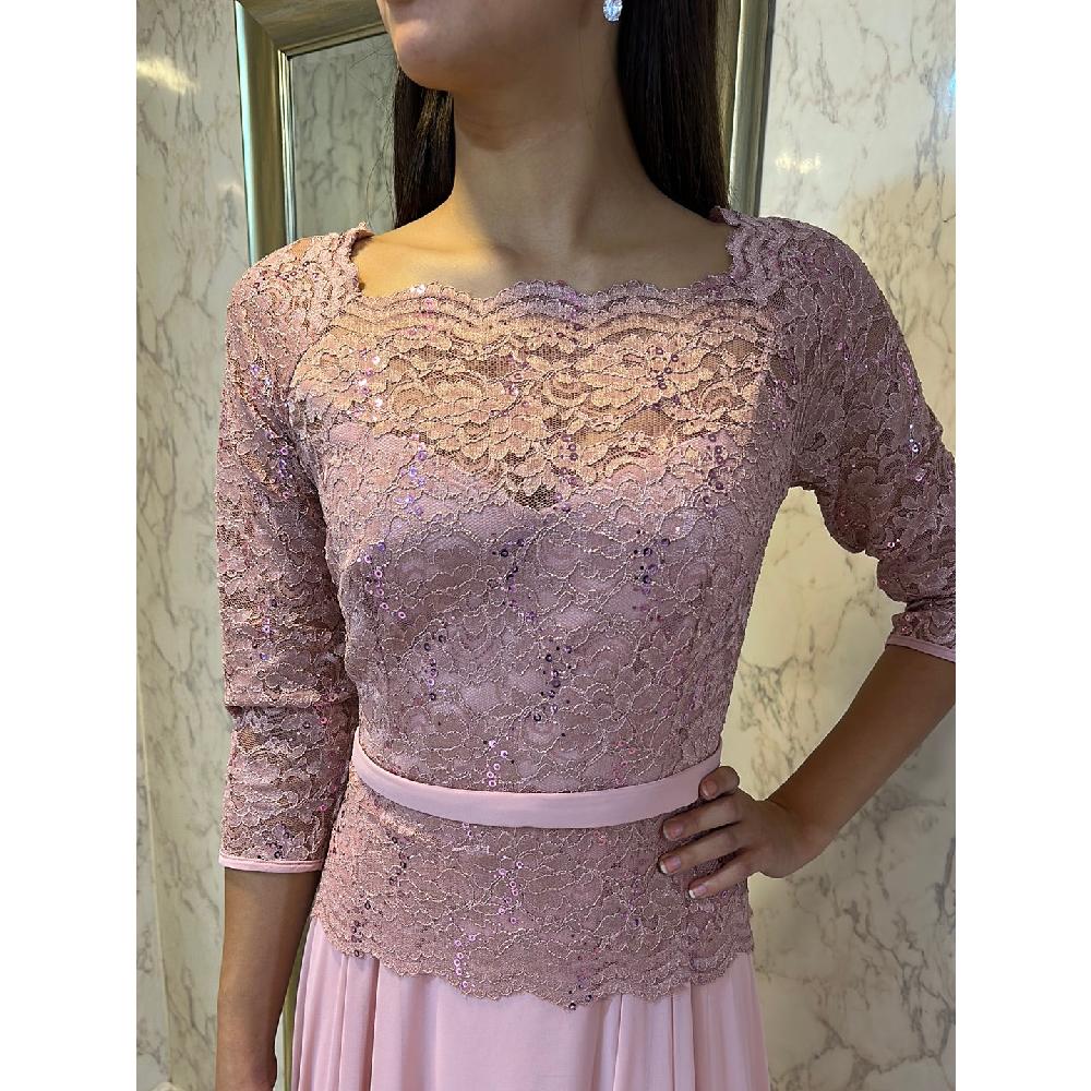 VESTIDO FIESTA MUJER UNIQUE ROSADO LARGO L1708 - 2