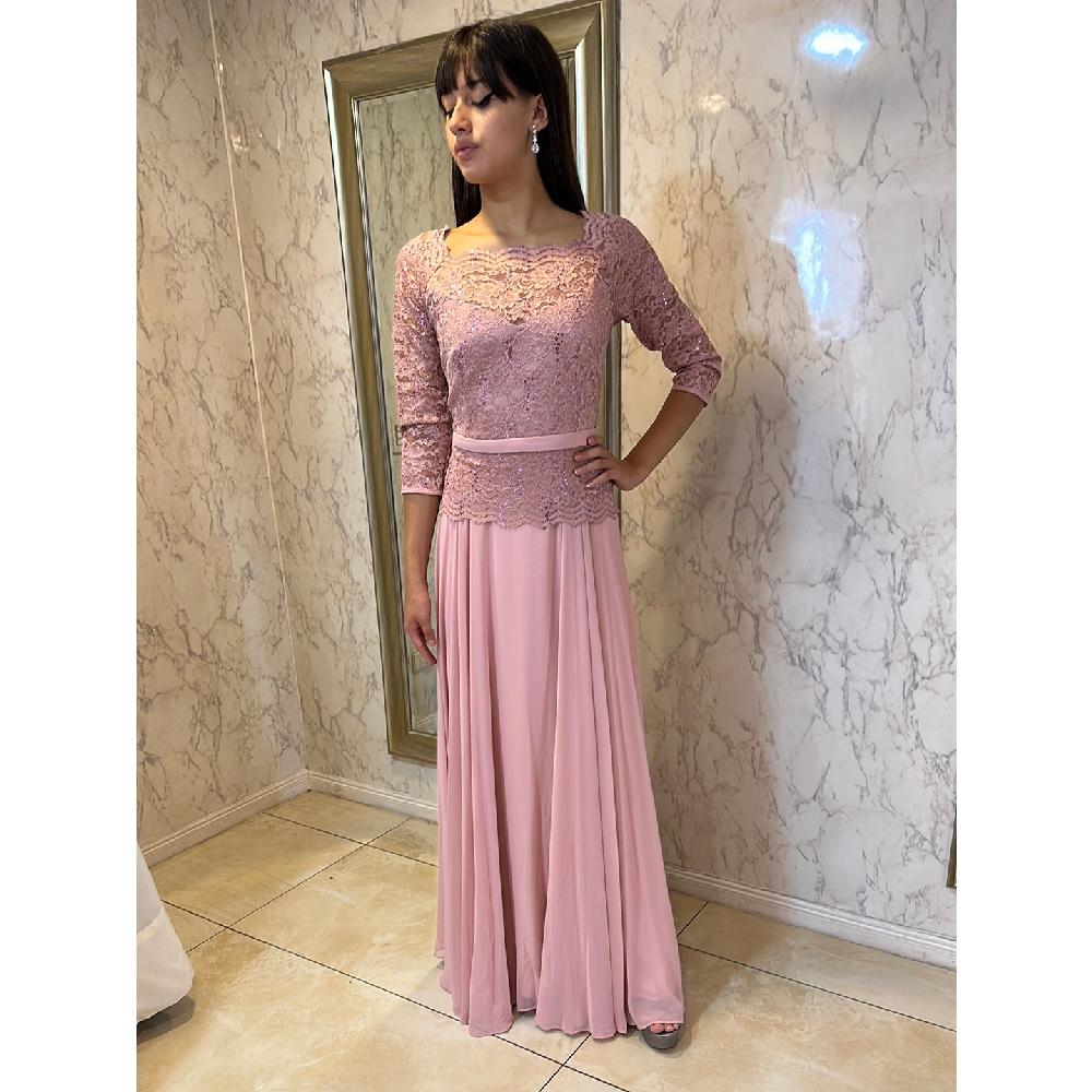 VESTIDO FIESTA MUJER UNIQUE ROSADO LARGO L1708 - 4
