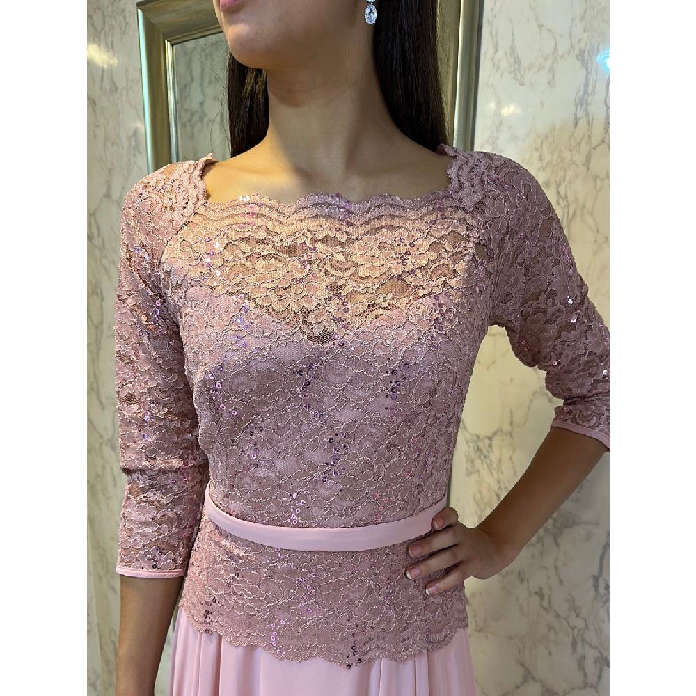 VESTIDO FIESTA MUJER UNIQUE ROSADO LARGO L1708 - 5