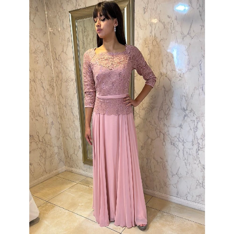 VESTIDO FIESTA MUJER UNIQUE ROSADO LARGO L1708 - 6