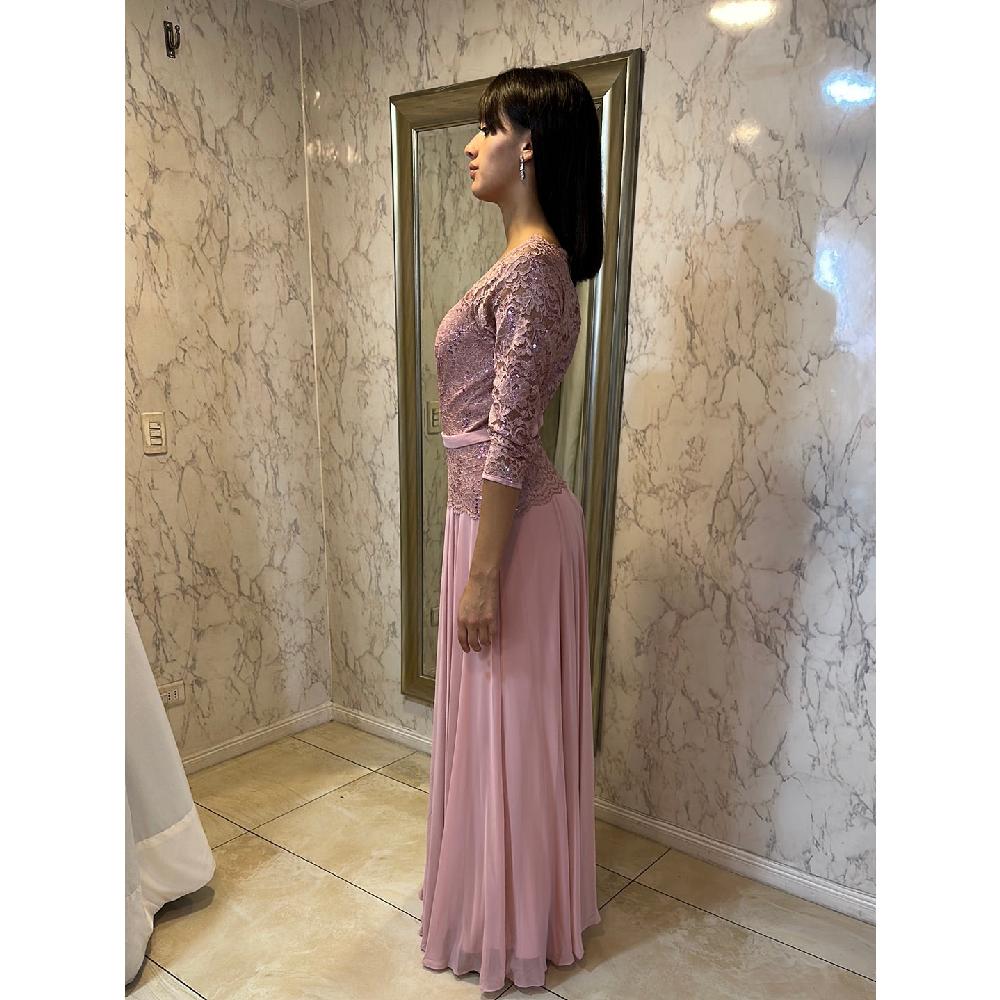 VESTIDO FIESTA MUJER UNIQUE ROSADO LARGO L1708 - 7